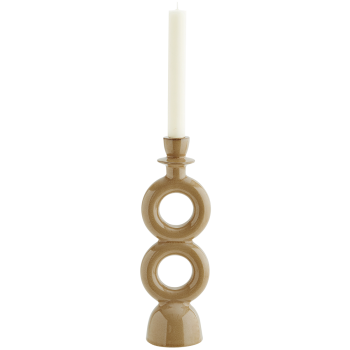 Steinzeug Kerzenhalter Senf / Stoneware Candle Holder Mustard - 30cm
