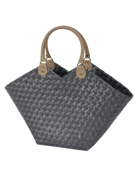 Handed by Sweetheart - Shopper with PU handles M - Dark Grey