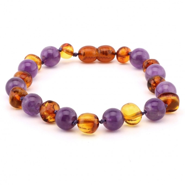 Bernstein Armband 19cm - Cognac Amethyst (poliert)