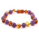 Bernstein Armband 19cm - Cognac Amethyst (poliert)